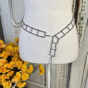 Vintage Silver Rhinestone Chain Belt